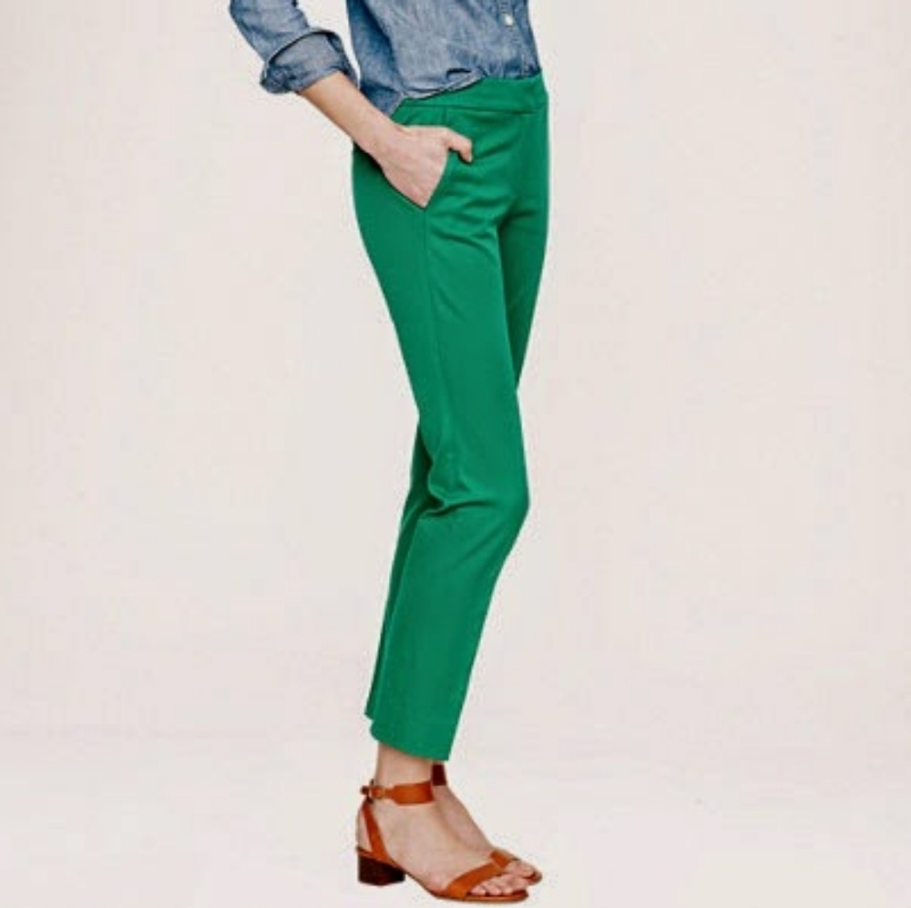 J.Crew Campbell Cropped Pants Emerald Green